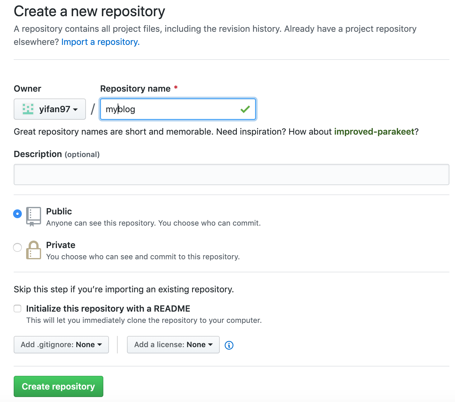 create repository